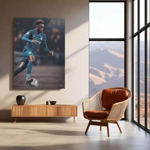 Callum Hudson-Odoi Chelsea Dribble Glitch ? Metal Frame | Dynamic Glitch Art Football Poster - Image 3