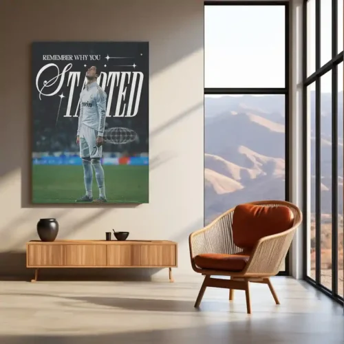 Cristiano Ronaldo with Quote Metal Poster | Football Legend Motivation Wall Art - Image 3