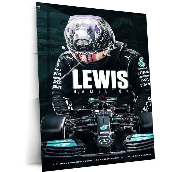 Lewis Hamilton F1 Racing Metal Poster | Mercedes-AMG Petronas Wall Art | Formula 1 Champion Print
