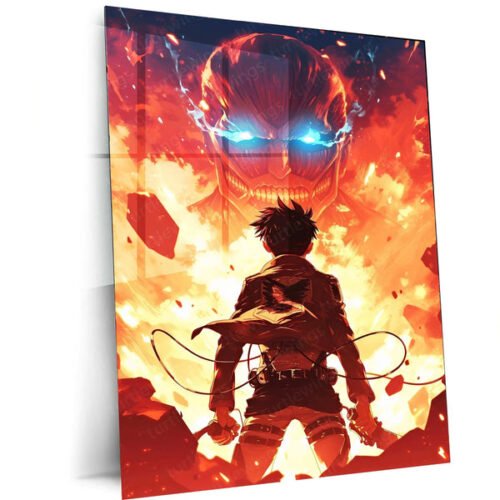 Attack on Titan Metal Poster | Anime Wall Art | Eren Yeager & Titans Design