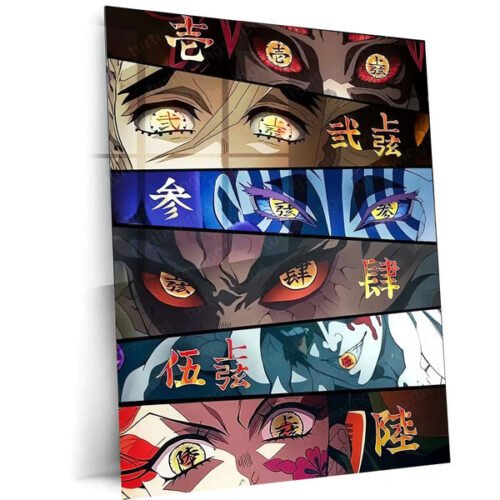 Demon Slayer Upper Moon Eyes | Anime Villain Eyes Wall Art | Multi-Panel Demon Slayer Decor
