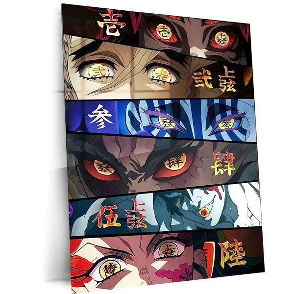 Demon Slayer Upper Moon Eyes | Anime Villain Eyes Wall Art | Multi-Panel Demon Slayer Decor