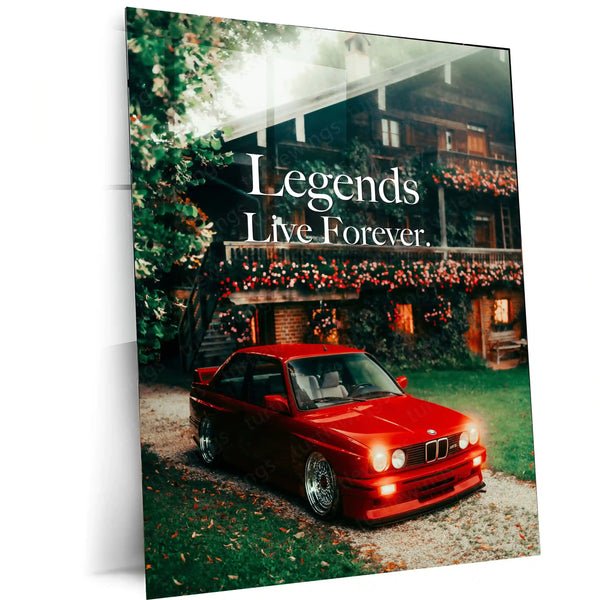 Cars Metal Poster | BMW M5 ? Legends Live Forever Metal Poster | Iconic Sports Car Wall Frame