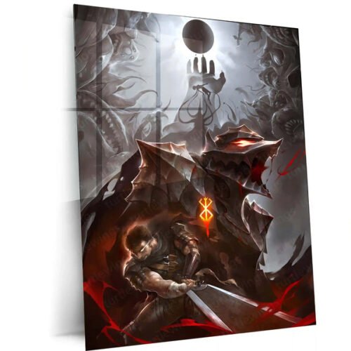 Anime Metal Poster | Berserk Eclipse ? The Black Swordsman?s Rage Metal Poster | Dark Fantasy Anime Wall Frame