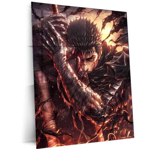 Berserk ? Guts Metal Poster | Dark Anime Wall Frame for True Strugglers