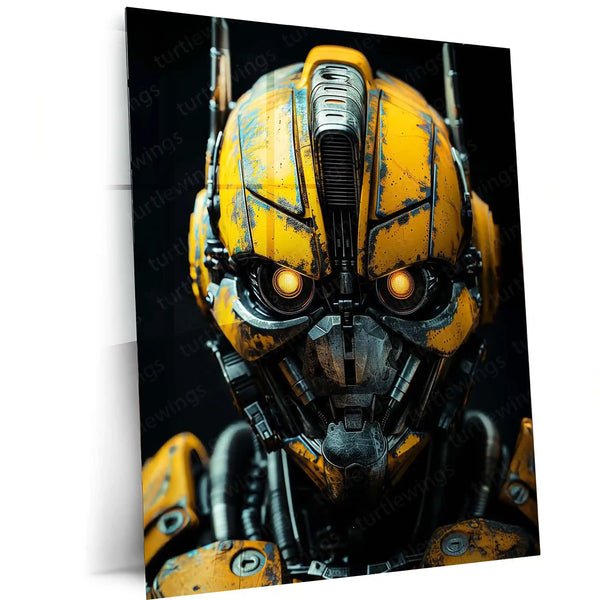 Bumblebee Transformers ? Cyberpunk Mecha Style Metal Poster | Sci-Fi Wall Frame