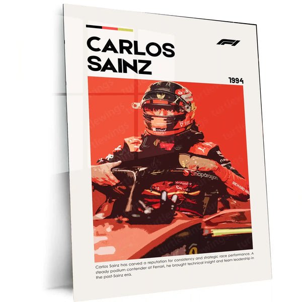 Carlos Sainz Metal Frame | Ferrari F1 Driver Wall Art