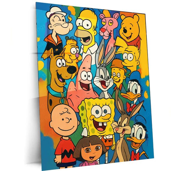 SpongeBob SquarePants Cartoon Metal Frame Poster | Fun & Vibrant Wall Decor for Kids Room or Animation Fans