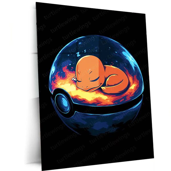 Charmander Pok?mon Metal Frame Poster | Vibrant Anime Wall Art for Gamers & Pok?mon Fans