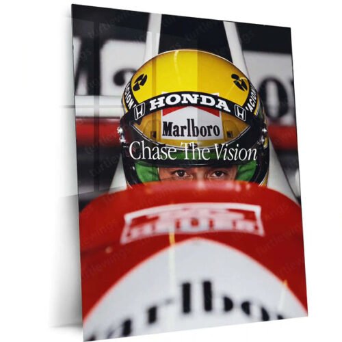 Ayrton Senna ?Chase The Vision? Poster ? Focused Eyes Behind Honda Helmet Metal Frame