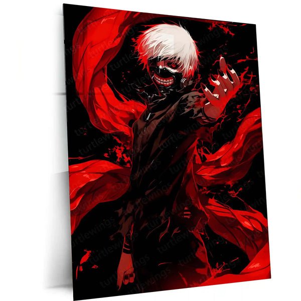 Anime Metal Poster | Tokyo Ghoul ? Ken Kaneki Shadow Metal Poster | Dark Anime Wall Frame