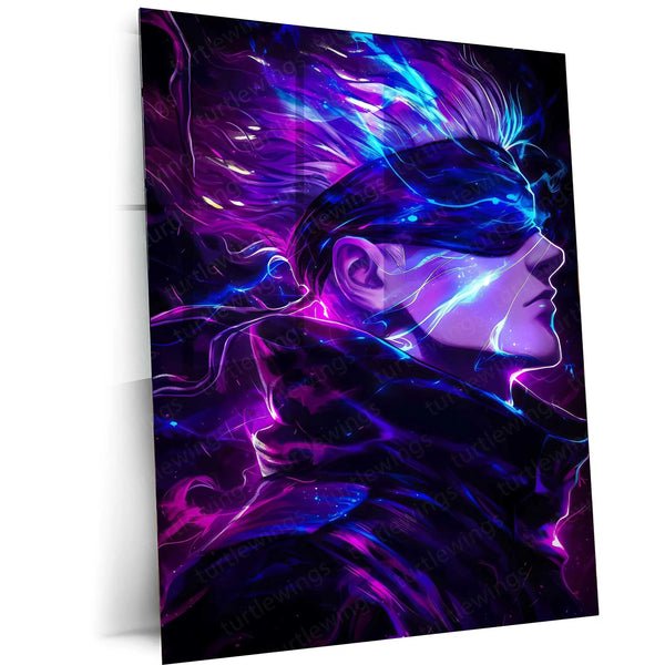 Satoru Gojo ? Infinity Flame Metal Poster | Jujutsu Kaisen Anime Wall Frame (Fire Edition)