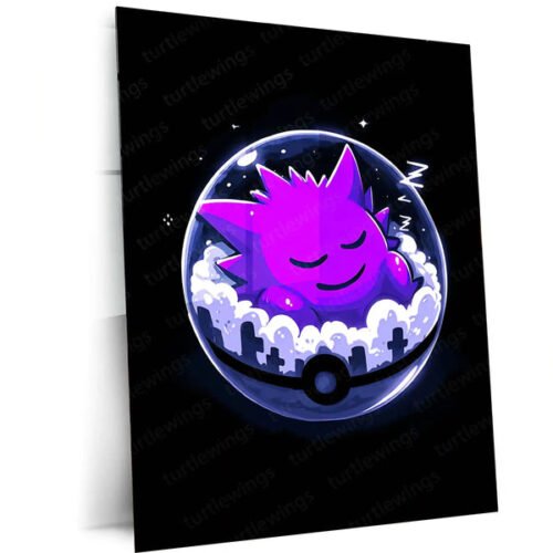 Gengar Pok?mon Metal Frame | Ghost-Type Wall Art | Anime Gaming Decor