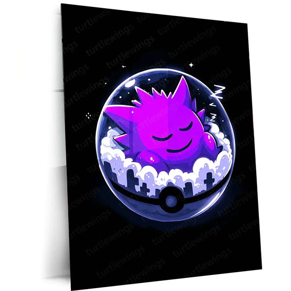 Gengar Pok?mon Metal Frame | Ghost-Type Wall Art | Anime Gaming Decor