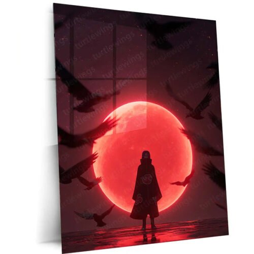 Anime Metal Poster | Itachi Uchiha ? Red Moon Metal Poster | Naruto Akatsuki Wall Frame