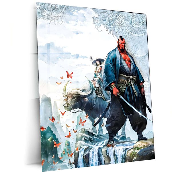 Japanese Ninja Fantasy ? The Oni Warrior?s Journey | Epic Samurai Art Metal Frame Poster