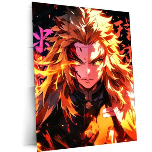 Anime Metal Poster | Kyojuro Rengoku ? Flame Hashira Metal Poster | Demon Slayer Wall Frame 01