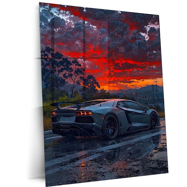Car Metal poster | Lamborghini Black Metal Poster | Luxury Supercar Wall Art