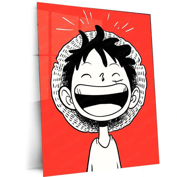 Luffy Laughing ? Minimal One Piece Metal Frame | Anime Wall Art
