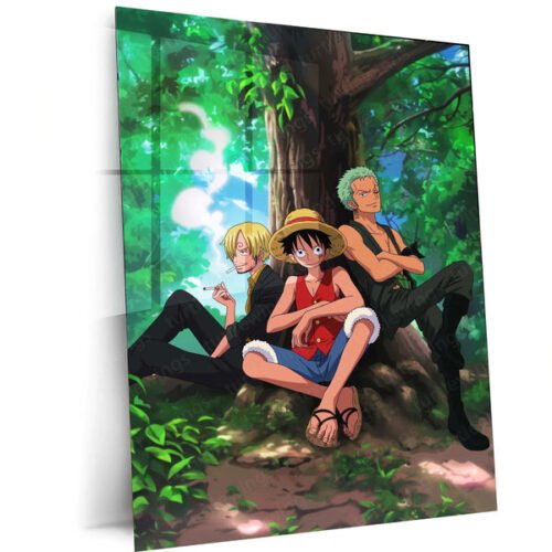 Anime Metal Poster | Luffy, Zoro & Sanji Metal Poster | One Piece Trio Wall Art