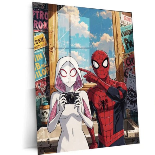 Miles & Morales Spider-Man Couple Art Metal Frame | Marvel-Inspired Wall Decor 04