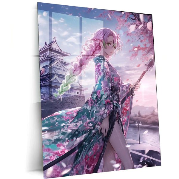 Mitsuri Kanroji Metal Frame | Love Hashira Demon Slayer Wall Art | Anime Aesthetic Poster