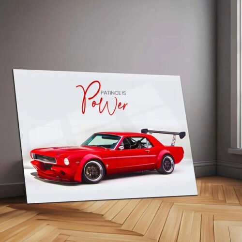 Patience is Power ? Ford Mustang Fastback Metal Frame | Vintage Muscle Car Wall Art