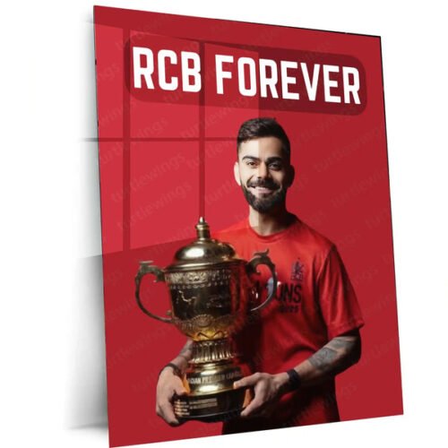 Cricket Metal Poster | Virat Kohli RCB Wins IPL Trophy 2025 ? Historic Victory Metal Poster | Champion?s Wall Art 03