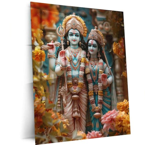 Ram Sita Metal Poster ? Divine Couple Wall Art | Spiritual Hindu Home Decor