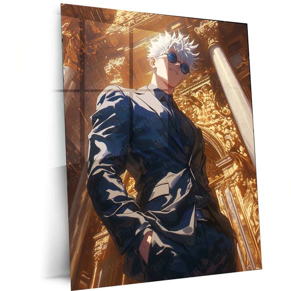 Satoru Gojo Suit Metal Poster ? Jujutsu Kaisen Anime Wall Art | Stylish Gojo Decor