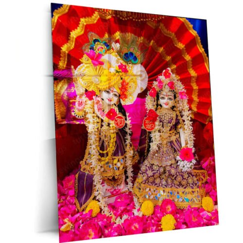 Shri Ji Shringaar ? Radha Keli Kunj Spiritual Metal Frame | Divine Wall Art