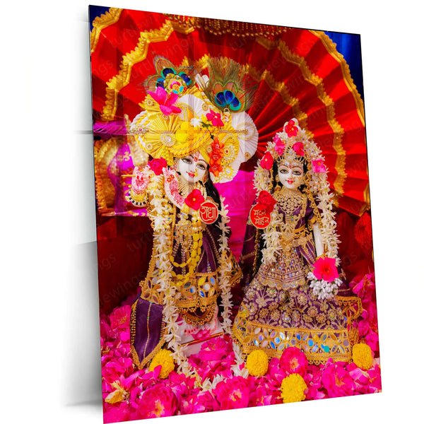 Shri Ji Shringaar ? Radha Keli Kunj Spiritual Metal Frame | Divine Wall Art