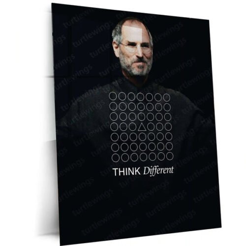 Steve Jobs Think Different Metal Frame | Minimalist Inspirational Poster | Apple Innovation Wall Art