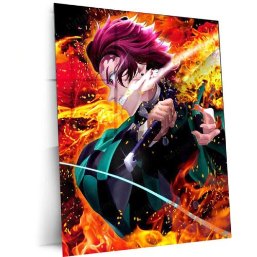 Tanjiro Metal Poster ? Demon Slayer Wall Art | Anime Samurai Aesthetic