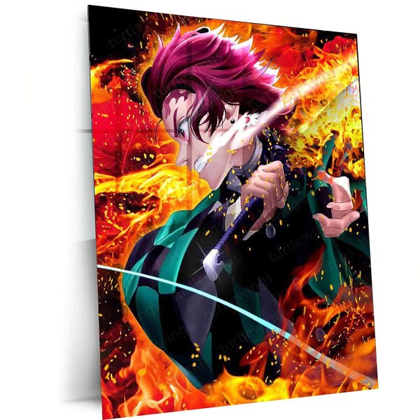 Tanjiro Metal Poster ? Demon Slayer Wall Art | Anime Samurai Aesthetic
