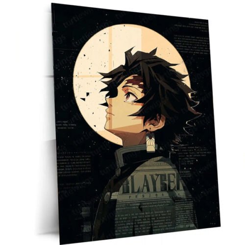 Anime Metal Poster | Tanjiro ? Demon Slayer Metal Poster | Water Breathing Anime Wall Frame 01