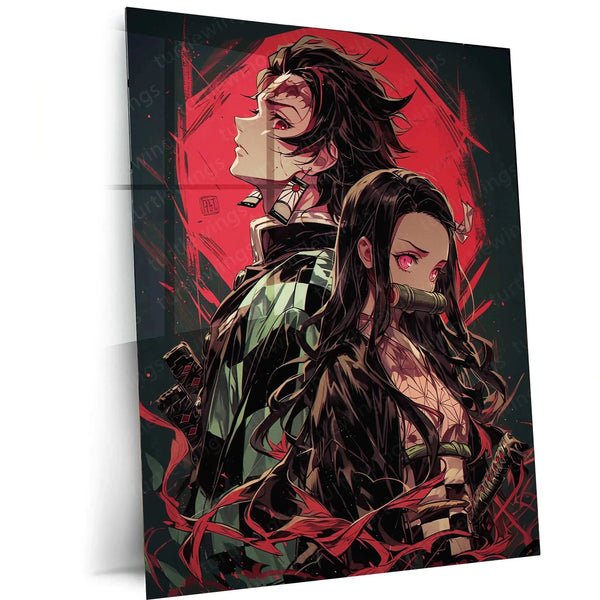 Tanjiro x Nezuko Metal Poster ? The Ultimate Demon Slayer Sibling Bond