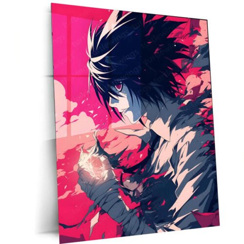 Anime Metal Poster | The Master Detective of Death Note ? L Metal Poster | Gothic Anime Wall Frame