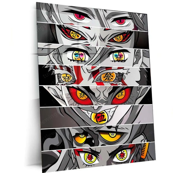 Anime Metal Poster | Upper Moon Demon Eyes ? Demon Slayer Villains Collection Metal Poster | Kimetsu no Yaiba Wall Frame