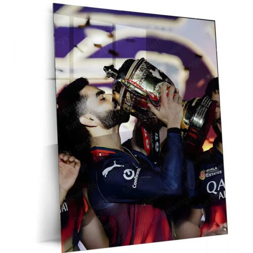 Cricket Metal Poster | Virat Kohli RCB Wins IPL Trophy 2025 ? Historic Victory Metal Poster | Champion?s Wall Art 03