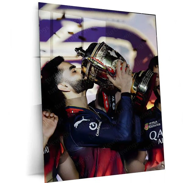 Cricket Metal Poster | Virat Kohli RCB Wins IPL Trophy 2025 ? Historic Victory Metal Poster | Champion?s Wall Art 03