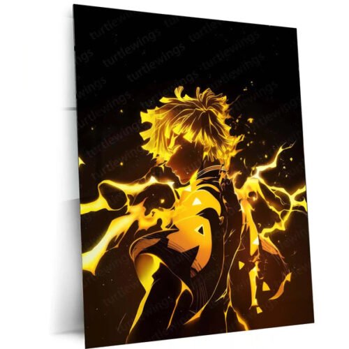 Anime Metal Poster | Zenitsu Agatsuma ? Lightning Breathing Form Metal Poster | Demon Slayer Anime Wall Frame