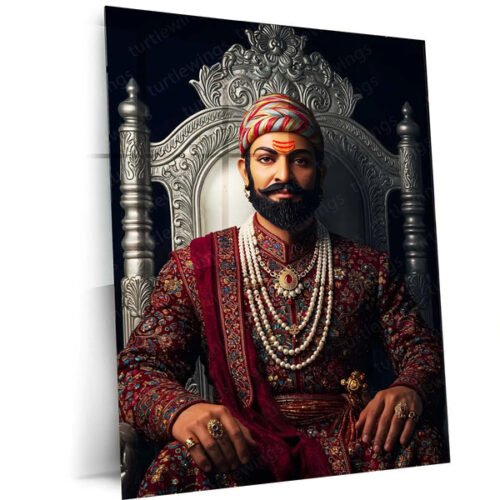 Chhatrapati Shivaji Maharaj Metal Frame | Warrior King Wall Art 02
