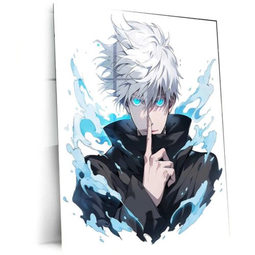 Satoru Gojo Metal Poster | Jujutsu Kaisen Anime Wall Art | Limitless Sorcerer
