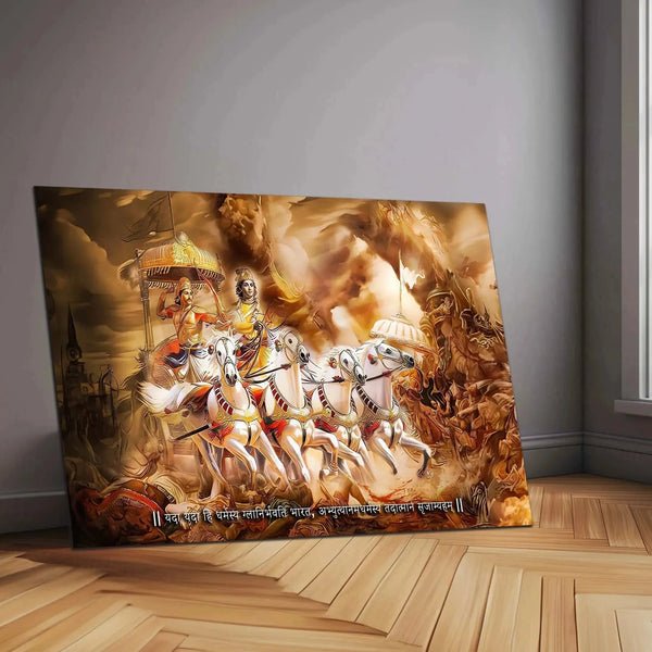 Bharatvarsh Series Metal Print ? Krishna & Arjuna on Rath (Mahabharat )