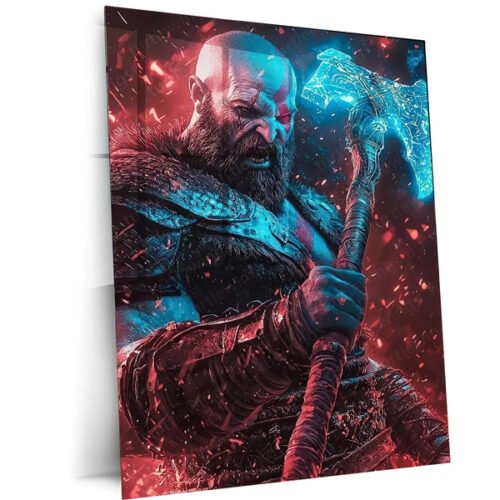 God of War ? Kratos Rage Metal Poster | Epic Gaming Wall Frame (Design 01) 01