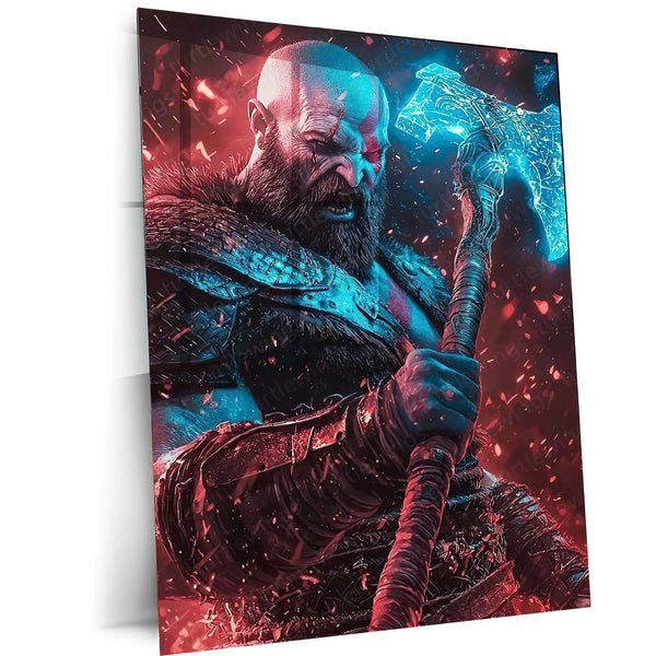 God of War ? Kratos Rage Metal Poster | Epic Gaming Wall Frame (Design 01) 01