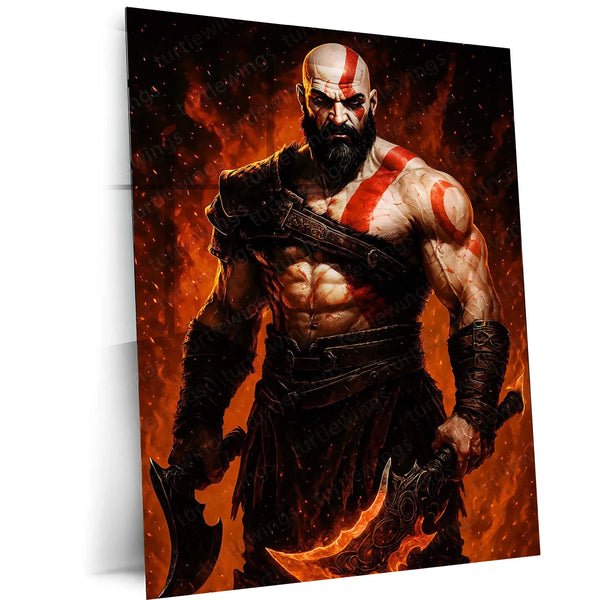 God of War ? Kratos Rage Metal Poster | Epic Gaming Wall Frame (Design 01) 02