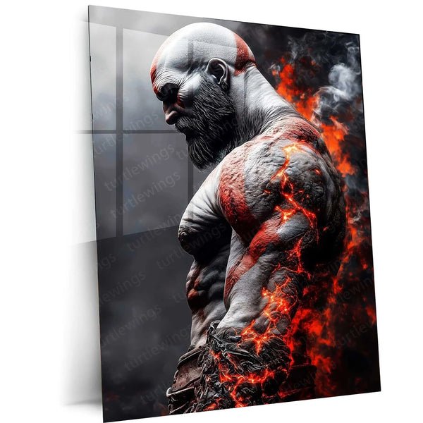 God of War ? Kratos Rage Metal Poster | Epic Gaming Wall Frame (Design 01) 05