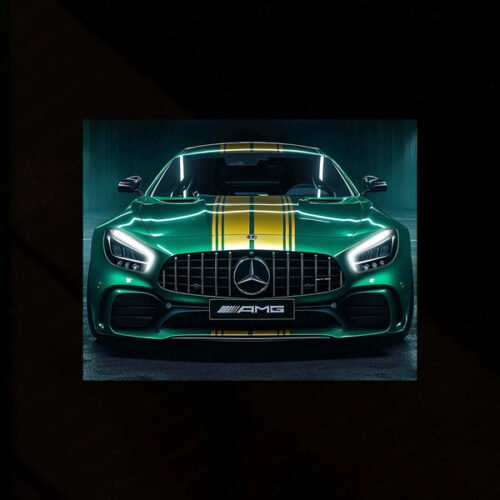 Mercedes Racing Neon LED Metal Poster | High-Performance Motorsport Wall Art